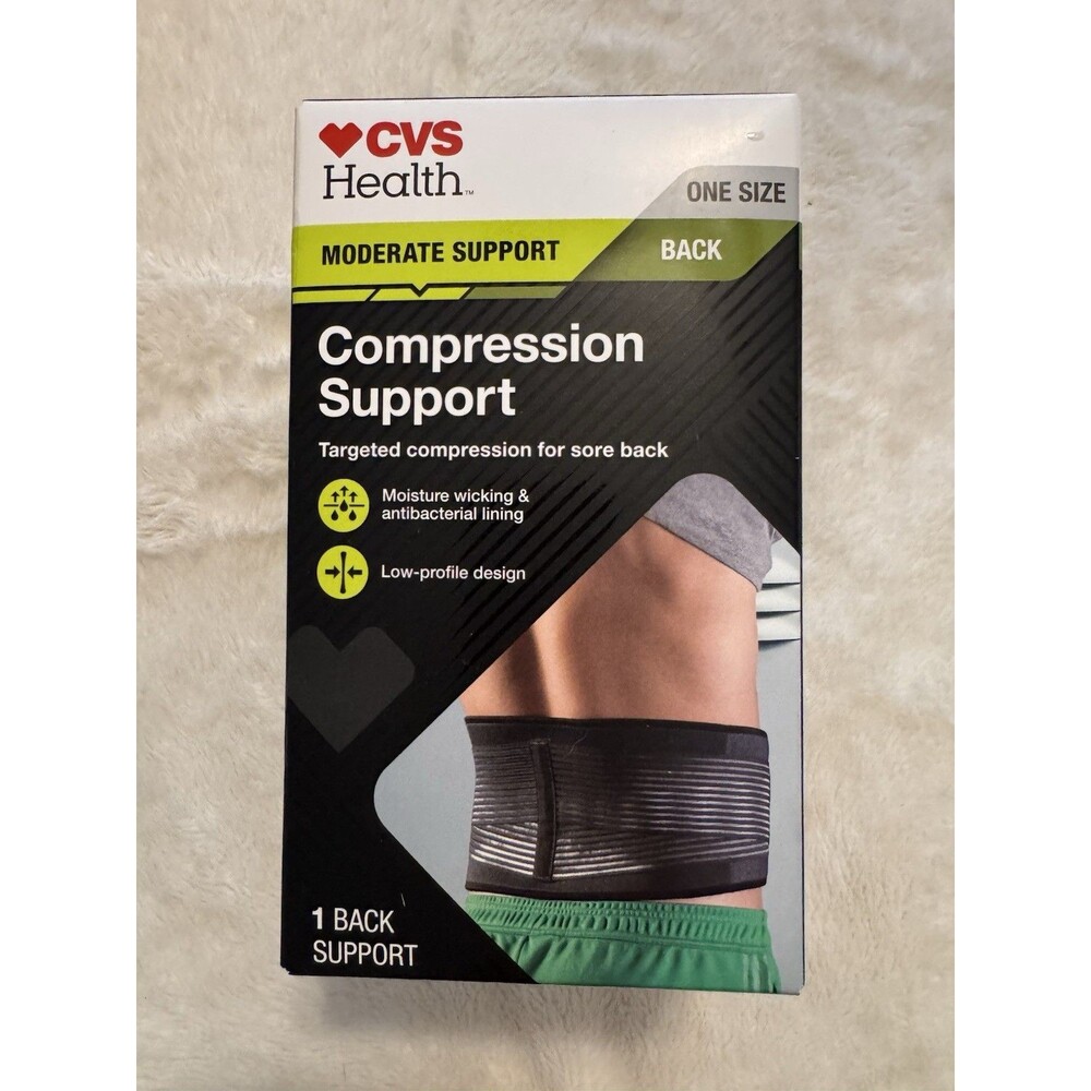 CVS Health Back/Waist Compression Support Brace COOLMAX freshFX Adj One Size